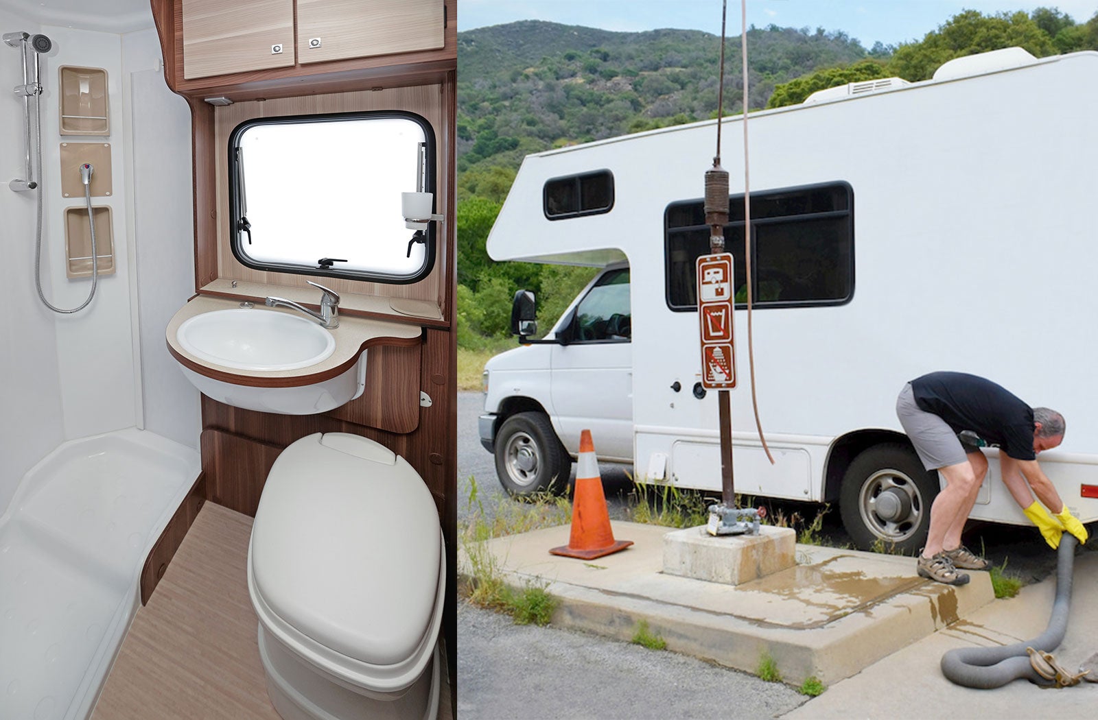 Portable RV/camper toilet and holding tank setup in Buffalo Grove, Illinois